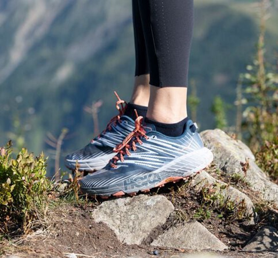 Hoka One One Speedgoat 4 Trailskor Dam - Marinblå/Vita - YHFXK-4201